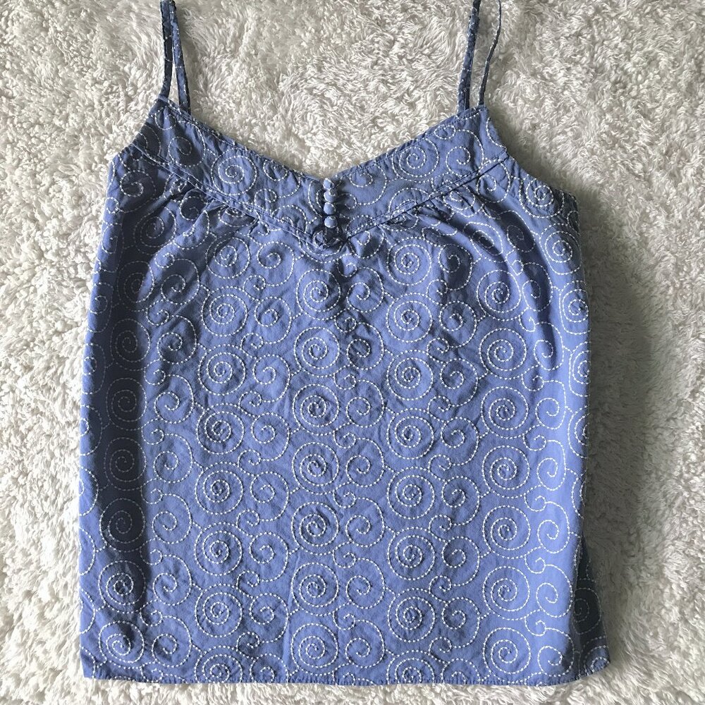 J. Crew Blue with White Swirls Tank Top Women’s Size Medium